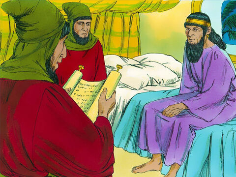 Chapter 6: That night the King could not sleep so he ordered the book of the chronicles of his reign to be brought in and read to him. When the King was read how Mordecai had exposed the plot to kill him, he asked, ‘What honour was given to Mordecai for doing this?’ – Slide 15