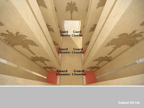There were three guard chambers of the same size on either side of the East Gate. – Slide 5