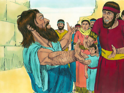 While Ezra was praying, confessing, weeping and throwing himself down before the Temple, a large crowd of Jews gathered round him and wept bitterly. One of them, Shekaniah, announced, ‘We have been unfaithful to our God by marrying foreign women who do not worship God. Let us promise to send these women and their children away according to God’s law.’ – Slide 14