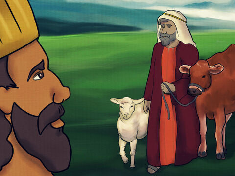 Abimelech didn’t know about the deceit. He asked Abraham to show kindness so they could live in peace. Abraham agreed and gave him cattle and sheep. – Slide 3