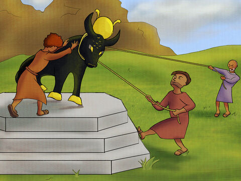 Samuel told the people to get rid of evil sins. <br/>They must throw away their idols and return to God again. – Slide 2