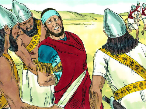 But the Babylonians gave chase and caught up with them in the Jordan valley. King Zedekiah was captured near Jericho. And his men deserted him and ran away. – Slide 9