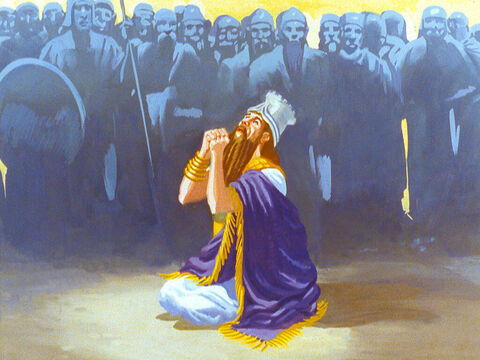 King Nebuchadnezzar fell to his knees and cried, ‘Blessed be the God of Shadrach, Meshach and Abednego who has delivered his servants who trusted in Him.’ – Slide 44