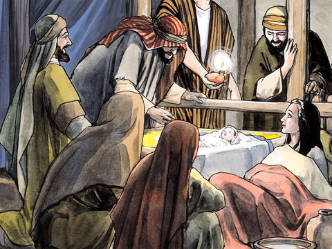 So they hurried off and located Mary and Joseph, and found the baby lying in a manger. When they saw Him, they related what they had been told about this child … – Slide 10