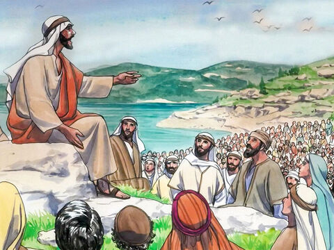 Jesus was on a mountain teaching His disciples. – Slide 1