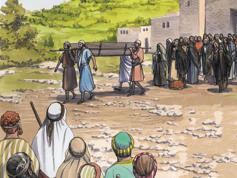 Jesus went to a town called Nain, and His disciples and a large crowd went with Him. – Slide 1