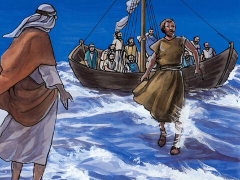 So He said, ‘Come.’ Peter got out of the boat, walked on the water, and came toward Jesus. – Slide 7