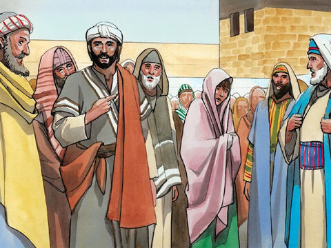 The experts in the law and the Pharisees brought a woman who had been caught committing adultery. They made her stand in front of them and said to Jesus… – Slide 3