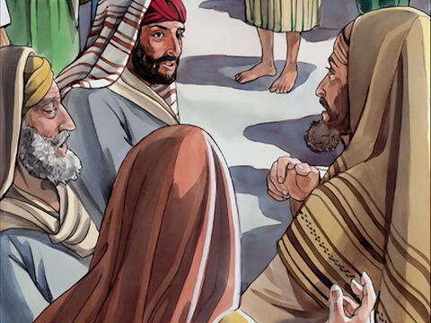 They brought the man who used to be blind to the Pharisees. (Now the day on which Jesus made the mud and caused him to see was a Sabbath.) So the Pharisees asked him again how he had gained his sight. – Slide 11