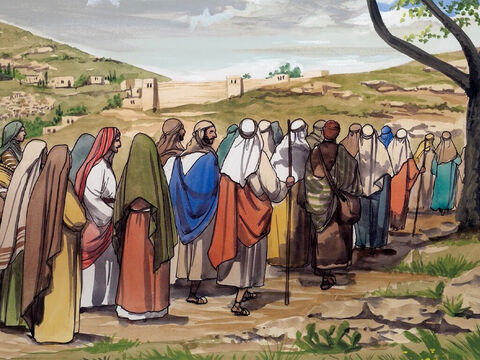 Now on the way to Jerusalem, Jesus was passing between Samaria and Galilee. As he was entering a village, ten men with leprosy met him. – Slide 1