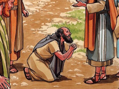 He fell with his face to the ground at Jesus’ feet and thanked Him. (Now he was a Samaritan.) – Slide 4