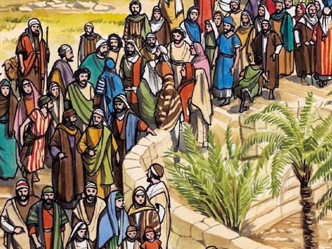 As Jesus approached Jericho, a blind man was sitting by the road begging. – Slide 1