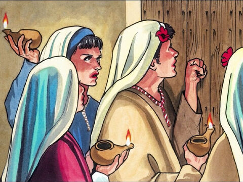 ‘Later, the other virgins returned, saying, “Lord, lord! Let us in!” But he replied, “I tell you the truth, I do not know you!” – Slide 12