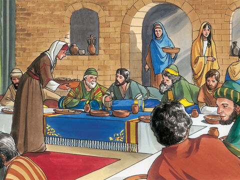 So they prepared a dinner for Jesus there. Martha was serving, and Lazarus was among those present at the table with him. – Slide 2