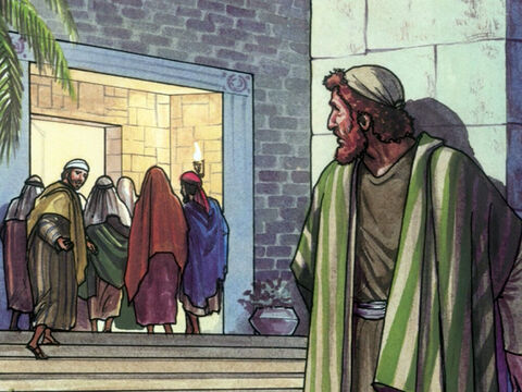 Peter was following from a distance all the way to the High Priest’s courtyard. – Slide 3