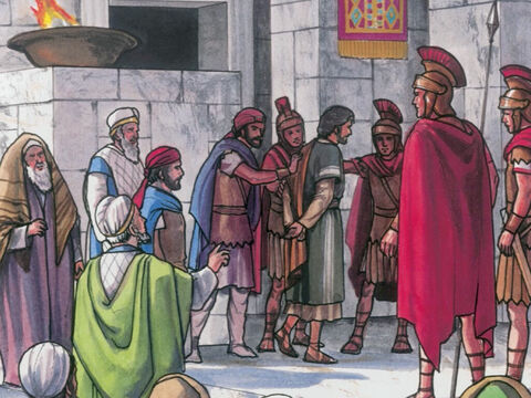 They tied Him up and led Him away to Pilate the Governor. – Slide 9