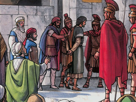Then they brought Jesus from Caiaphas to the Roman Governor’s residence. – Slide 1