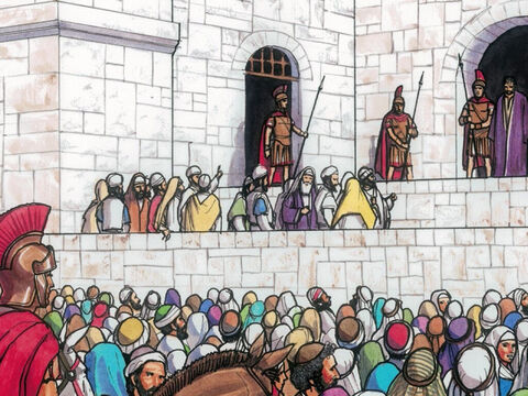 But the Chief Priests and the elders persuaded the crowds to ask for Barabbas and to have Jesus killed. – Slide 7