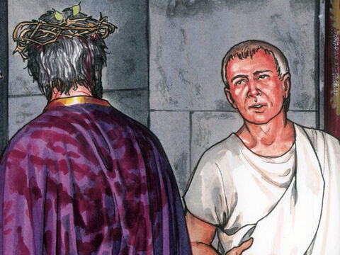6	When Pilate heard what He said he was more afraid than ever and he went back into the Governor’s residence and said to Jesus, ‘Where do you come from?’ But Jesus gave him no answer. So Pilate said, ‘You refuse to speak to me? Don’t you know I have the authority to release you and to crucify you?’ – Slide 6