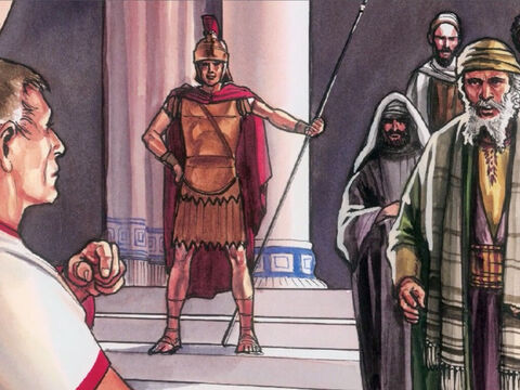 The chief priests and the Pharisees assembled before Pilate and said, ‘Sir, we remember that while that deceiver was still alive, He said, ‘After three days I will rise again. So give orders to seal the tomb until after the third day.’ – Slide 3