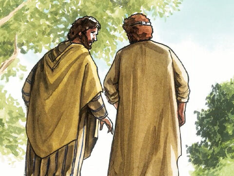 So the disciples went back to their home. – Slide 19