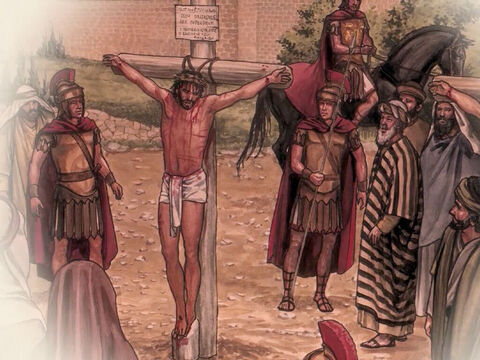 ‘And how our chief priests and rulers handed Him over to be condemned to death, and crucified Him. – Slide 7