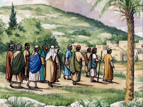 So the eleven disciples went to Galilee to the mountain Jesus had designated. – Slide 1