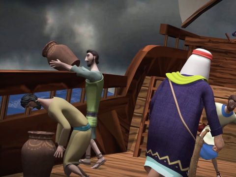 All the sailors were so afraid and they started to throw the cargo into the sea to keep the ship from sinking. – Slide 4