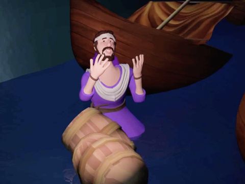 Jonah praised the Lord for rescuing him from the storm and deep sea. He worshiped God and promised to obey His word. – Slide 17