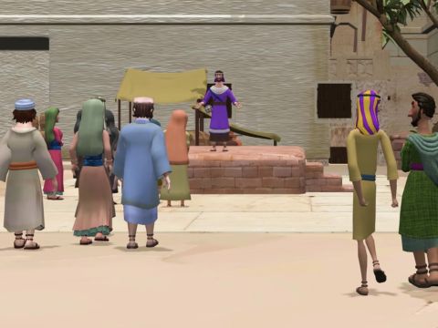 This time, Jonah obeyed the word of the Lord and went to the very large city of Nineveh. – Slide 20