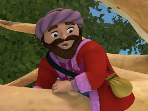 ‘Zacchaeus, come down quickly because I must stay at your house today.’ – Slide 8