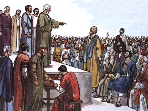 ‘It is my judgment, therefore, that we should not make it difficult for the Gentiles who are turning to God. Instead, we should write to them, telling them to abstain from food polluted by idols, from sexual immorality, from the meat of strangled animals and from blood. For the law of Moses has been preached in every city from the earliest times and is read in the synagogues on every Sabbath.’ – Slide 5