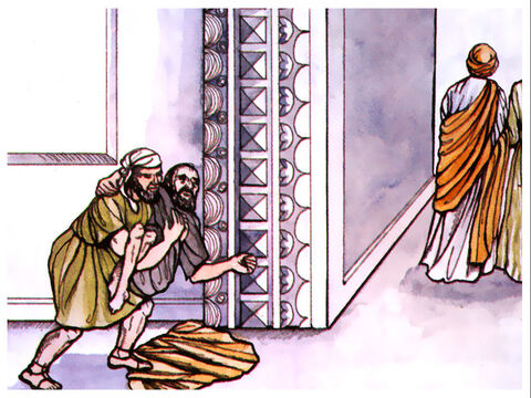 Now a man who was lame from birth was being carried to the temple gate called Beautiful, where he was put every day to beg from those going into the temple courts. – Slide 2