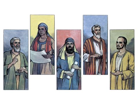 In the church at Antioch there were prophets and teachers: Barnabas, Simeon called Niger, Lucius of Cyrene, Manaen (who had been brought up with Herod the tetrarch) and Saul. – Slide 5