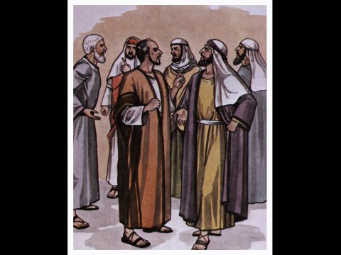 This brought Paul and Barnabas into sharp dispute and debate with them. – Slide 3