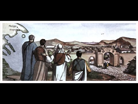 From there they travelled to Philippi, a Roman colony, and the leading city of that district of Macedonia. And they stayed there several days. – Slide 12