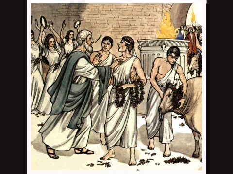 ‘In the past, God let all nations go their own way. Yet He has not left himself without testimony. He has shown kindness by giving you rain from heaven and crops in their seasons. He provides you with plenty of food and fills your hearts with joy.’ <br/>Even with these words, they had difficulty keeping the crowd from sacrificing to them. – Slide 6