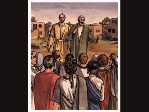 They preached the gospel in that city and won a large number of disciples. – Slide 10