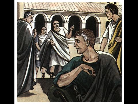 The officers reported this to the magistrates, and when they heard that Paul and Silas were Roman citizens, they were alarmed. – Slide 16