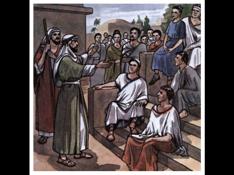 Some of them, however, men from Cyprus and Cyrene, went to Antioch and began to speak to Greeks also, telling them the good news about the Lord Jesus. <br/>The Lord was with them, and a great number of people believed and became Christians. – Slide 3