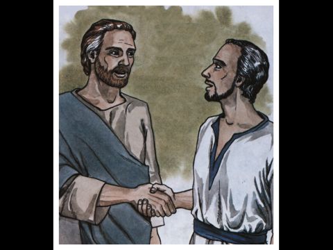 Paul and Barnabus took the gift to the elders in Jerusalem who greeted them. – Slide 15