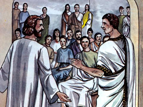 While talking with him, Peter went inside and found a large gathering of people. <br/>He said to them: ‘You are well aware that it is against our law for a Jew to associate with or visit a Gentile. But God has shown me that I should not call anyone impure or unclean. <br/>So when I was sent for, I came without raising any objection. May I ask why you sent for me?’ – Slide 3