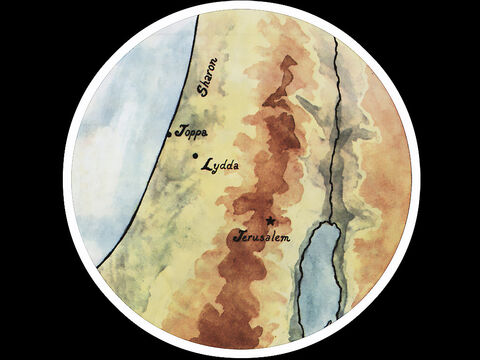 As Peter travelled about the country, he went to Lydda. – Slide 1