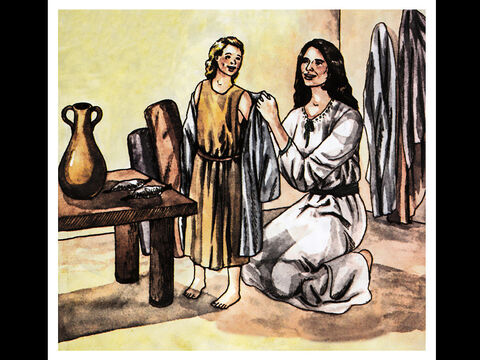 In Joppa there was a disciple named Tabitha (in Greek her name is Dorcas). She was always doing good and helping the poor. – Slide 5