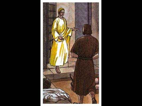 Then the angel said to him, ‘Put on your clothes and sandals.’ And Peter did so. <br/>‘Wrap your cloak around you and follow me,’ the angel told him. – Slide 10