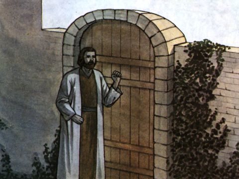 Peter knocked at the outer entrance, and a servant named Rhoda came to answer the door. – Slide 3
