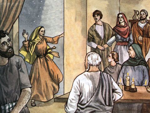 … she ran back without opening it and exclaimed, ‘Peter is at the door!’ – Slide 5