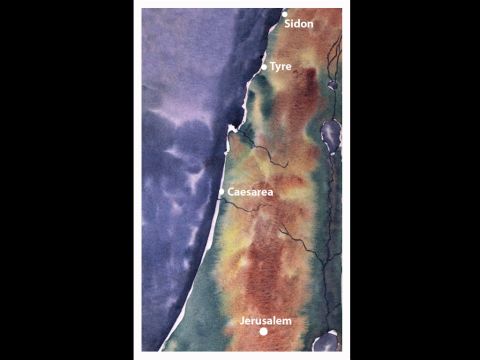 Then Herod went from Judea to Caesarea and stayed there.  He had been quarrelling with the people of Tyre and Sidon. They joined together and sought an audience with him. After securing the support of Blastus, a trusted personal servant of the king, they asked for peace, because they depended on the king’s country for their food supply. – Slide 14