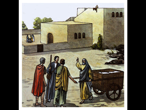 While Peter was wondering about the meaning of the vision, the men sent by Cornelius found out where Simon’s house was and stopped at the gate. – Slide 12