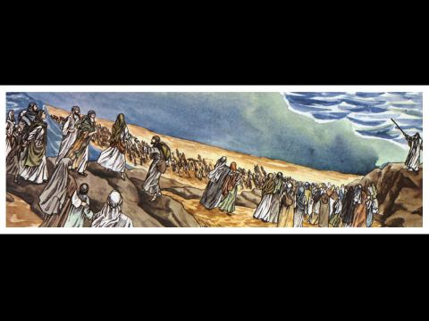 ‘The God of the people of Israel chose our ancestors. He made the people prosper during their stay in Egypt and with mighty power He led them out of that country. For about forty years He endured their conduct in the wilderness. God overthrew seven nations in Canaan, giving their land to his people as their inheritance. All this took about 450 years.’ – Slide 6